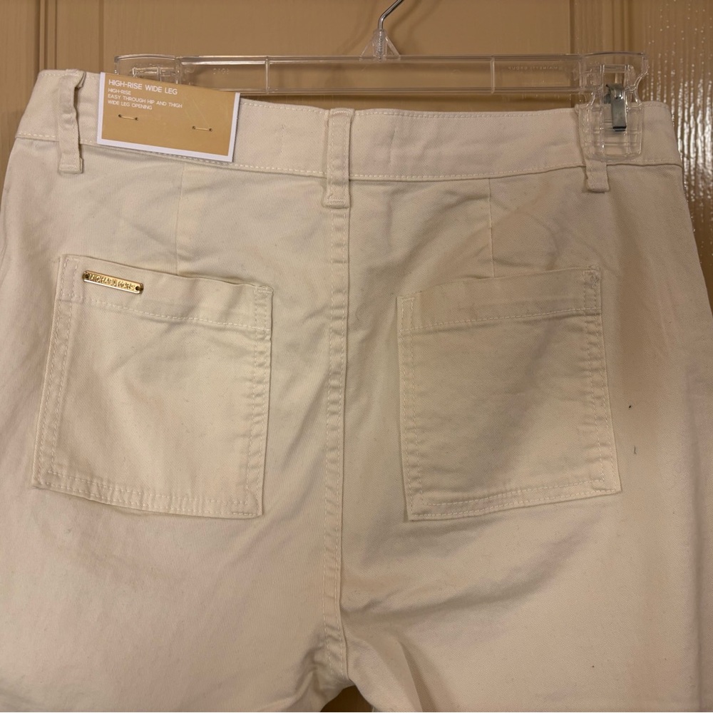 NWT Michael Kors Cream Trousers with Gold Button - Picture 6 of 12